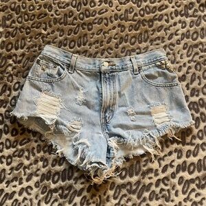 Levi’s Distressed Studded Denim Shorts